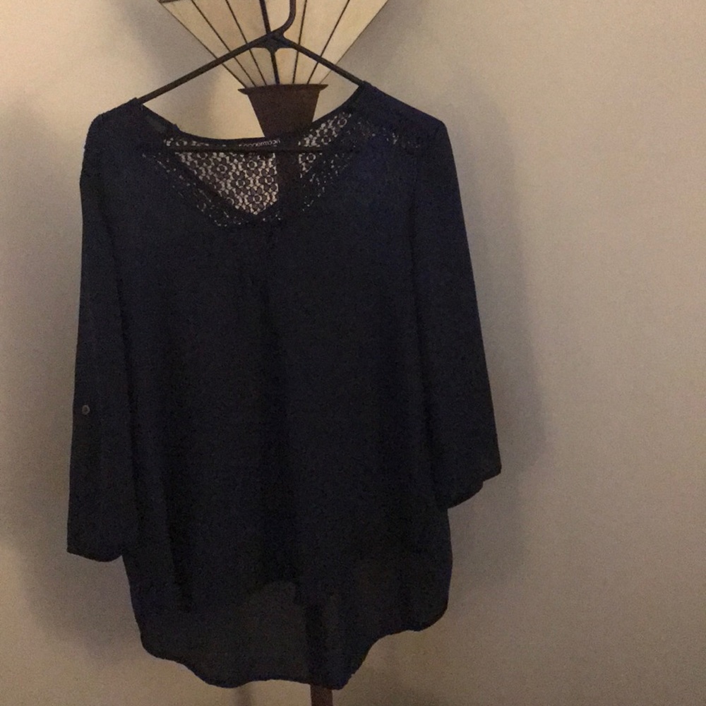 Navy blue shirt purchased through stitch fix.